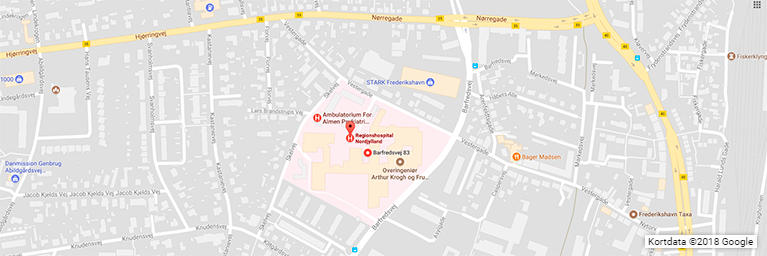 Google kort hospitalet i Frederikshavn