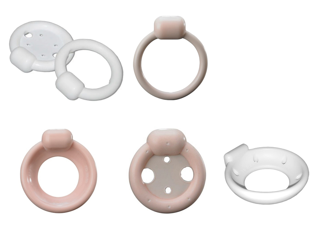 Foto af 5 forskellige typer inkontinensringe